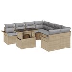 vidaXL Ensemble de canapé de jardin 9 pièces avec coussins beige en poly-rattan