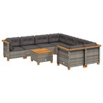 vidaXL Salon de jardin 9 Pièces avec coussins gris résine tressée