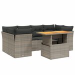 vidaXL Salon de jardin avec coussins 7 Pièces gris résine tressée