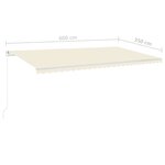 vidaXL Auvent automatique rétractable avec poteaux 6x3 5 m Crème