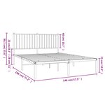vidaXL Cadre de lit métal avec tête de lit blanc 140x190 cm