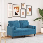 vidaXL Canapé 2 places avec oreillers décoratifs bleu 120 cm velours