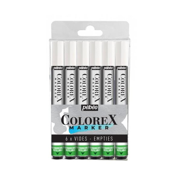 Lot de 6 marqueurs colorex vides pébéo