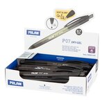 LOT de 25 Stylo gel rétractable Milan P07 Dry-Gel - Pointe 0 7 mm - Séchage rapide - Couleur Noir