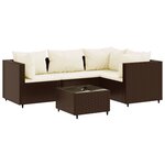 vidaXL Salon de jardin 5 Pièces avec coussins Marron Résine tressée