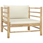 vidaXL Salon de jardin 12 Pièces avec coussins blanc crème bambou