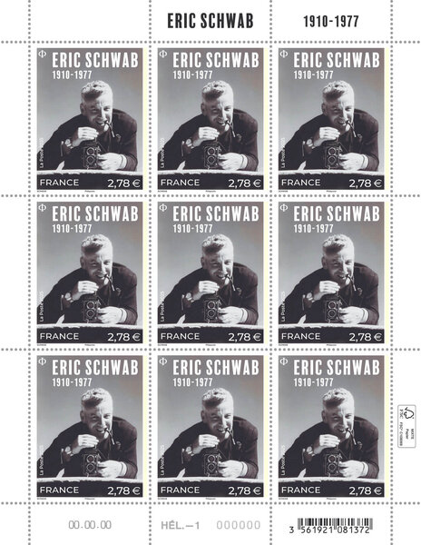 Feuille de 9 timbres - Eric Schwab (1910-1977) - Lettre verte