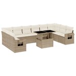 vidaXL Salon de jardin 11 Pièces avec coussins beige résine tressée
