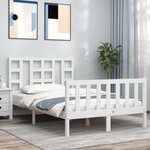 vidaXL Cadre de lit avec tête de lit blanc 120x200 cm bois massif