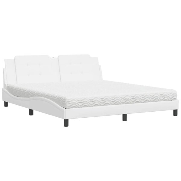 vidaXL Lit avec matelas blanc 180x200 cm similicuir