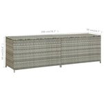vidaXL Boîte de rangement de jardin résine tressée 200x50x60 cm gris