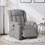 vidaXL Fauteuil de massage inclinable électrique gris clair tissu