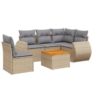 vidaXL Salon de jardin avec coussins 6 Pièces beige résine tressée