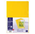 Sachet De 10 Pochettes Coin Pvc Lisse Haute Résistance 13/100e - A4 - Jaune - X 10 - Exacompta