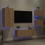 vidaXL Unités murales TV avec LED 5 Pièces chêne sonoma bois d'ingénierie