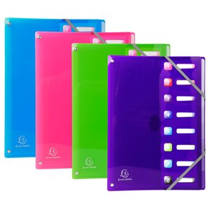 Trieur Extensible En Polypropylène 8 Compartiments Iderama Pp - A4 - Couleurs Assorties - Exacompta