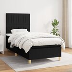 vidaXL Sommier à lattes de lit avec matelas Noir 90x200 cm Tissu