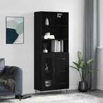 vidaXL Buffet haut Noir 69 5x34x180 cm Bois d'ingénierie
