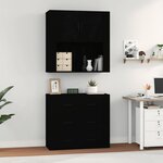 vidaXL Buffet haut Noir Bois d'ingénierie