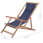 vidaXL Chaise pliable de plage Tissu et cadre en bois Bleu