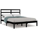 vidaXL Cadre de lit Noir Bois de pin massif 140x190 cm