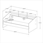 Lit banquette 2 tiroirs 90 x 200/190 cm - Mat chêne et blanc