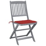 vidaXL Chaises pliables d'extérieur lot de 4 et coussins Bois d'acacia