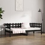 vidaXL Lit de jour Noir 90x190 cm Bois de pin massif