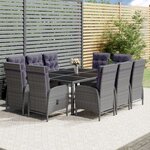 vidaXL Mobilier à dîner de jardin 11 Pièces Résine tressée Gris