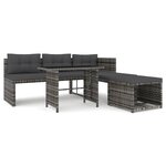 vidaXL Ensemble à manger de jardin 4Pièces coussins Gris Résine tressée