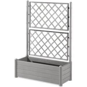 Bac à fleur Italia - rectangulaire avec treillis stone gris