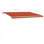 vidaXL Auvent manuel rétractable avec LED 4 5x3 m Orange et marron