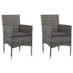 vidaXL Chaises de salle à manger de jardin 2 Pièces Résine tressée Gris