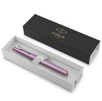 PARKER VECTOR XL Stylo roller  laque lilas métallisée sur laiton  recharge noire pointe fine  Coffret cadeau