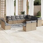 vidaXL Salon de jardin avec coussins 13 Pièces beige résine tressée