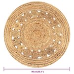 vidaXL Tapis Jute design tressé 90 cm rond