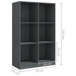 vidaXL Bibliothèque Gris 70x33x110 cm Bois de pin massif