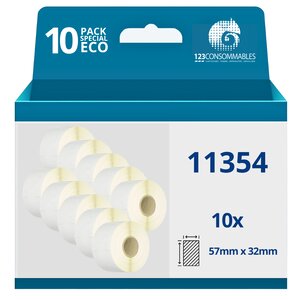 123CONSOMMABLES - Pack de 10 rouleaux étiquettes compatibles avec DYMO LABELWRITER 11354 - 57 x 32 mm