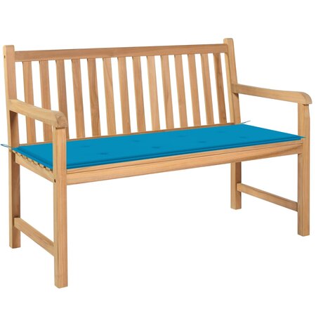 vidaXL Banc de jardin avec coussin bleu 120 cm Bois de teck