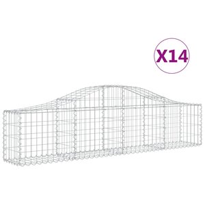 vidaXL Paniers à gabions arqués 14 Pièces 200x30x40/60 cm Fer galvanisé