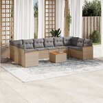 vidaXL Salon de jardin 11 Pièces avec coussins beige résine tressée