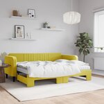 vidaXL Lit de jour avec lit gigogne et matelas jaune 80x200 cm velours