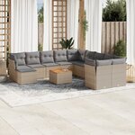vidaXL Salon de jardin et coussins 12 Pièces mélange beige résine tressée