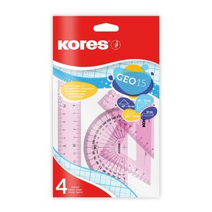 Kit de géometrie GEO15 4 pièces assorti KORES