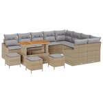 Ensemble de Canapé de Jardin vidaXL de 13 pièces avec Coussins Beige Poly Rattan Acacia
