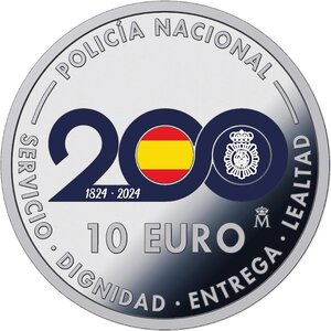 Pièce de monnaie en Argent 10 Euro g 27 Millésime 2024 POLICIA NACIONAL