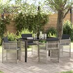 vidaXL Ensemble de salle à manger de jardin 5 pièces avec coussins Gris clair Poly Rattan