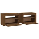vidaXL Tables de chevet 2 Pièces avec LED chêne marron 60x35x40 cm
