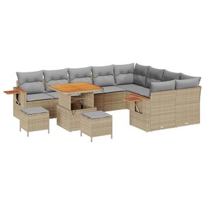 vidaXL Ensemble de canapé de jardin 13 Pièces Beige et Gris clair