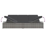 vidaXL Transat convertible avec coussin Résine tressée Gris foncé